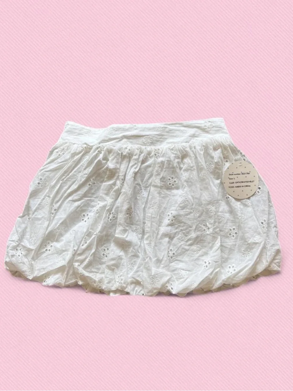 Passport White Eyelet Bubble Mini Skirt